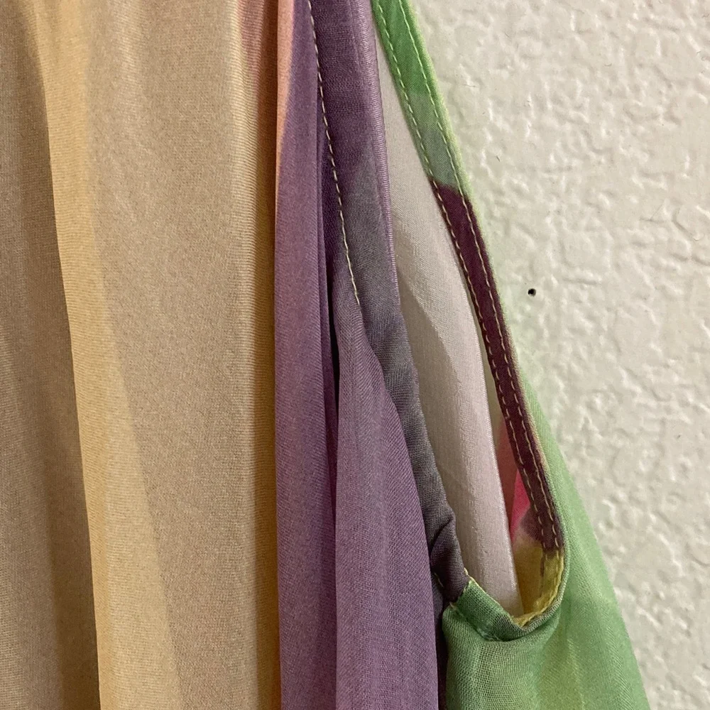 Siddhartha Bansal Sleeveless Maxi asymmetrical rainbow evening cocktail Dress M - Picture 4 of 9